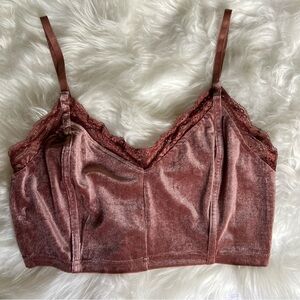 Story On Mauve Sleeveless Corset Velvet & Lace Bralette Cami Top Women’s M NWT